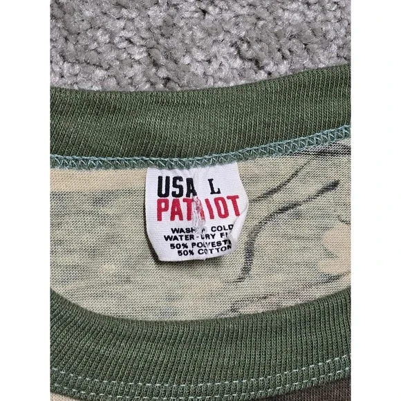 Vintage 80s Woodland Camo T-Shirt Mens Sz Small Single Stitch USA Patriot - Picture 4 of 12